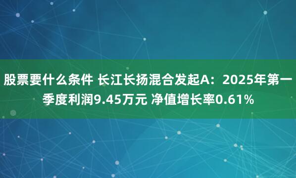 股票要什么条件 长江长扬混合发起A：2025年第一季度利润9.45万元 净值增长率0.61%